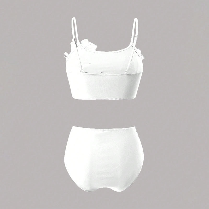 Women's bikini set with floral 3D design and high-cut bottom StylebySassy