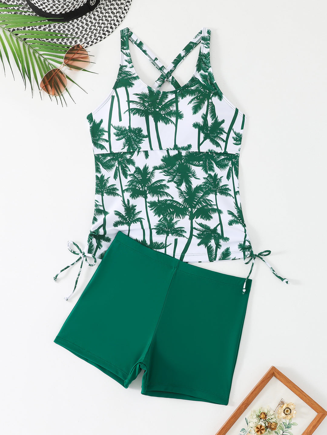 Women's Stylish Tankini with Crossed Straps and Short Bottom StylebySassy