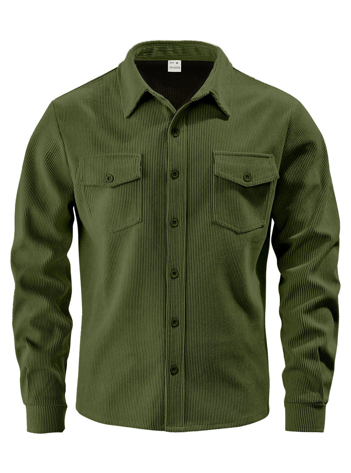 Men's cord jacket in the classic work jacket style with snap buttons and chest pockets StylebySassy