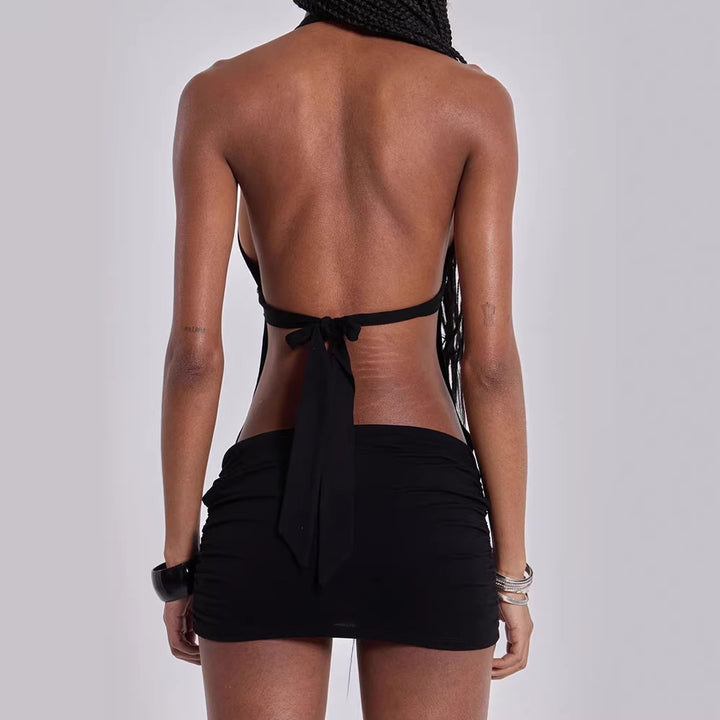 Women Sexy Wrap Dress with Deep V-Neck and Glitter Accents StylebySassy