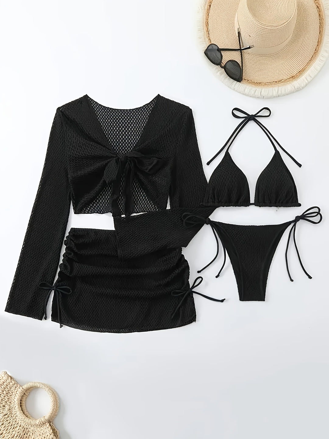 Ladies airy mesh bikini with sporty cover-up StylebySassy