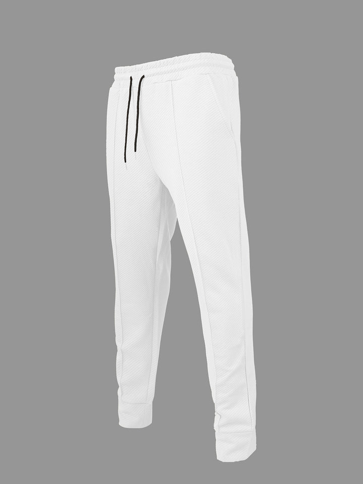 Men's diagonal structured comfort jog pants with pre-shaped inseam and ribbed ankle cuff StylebySassy