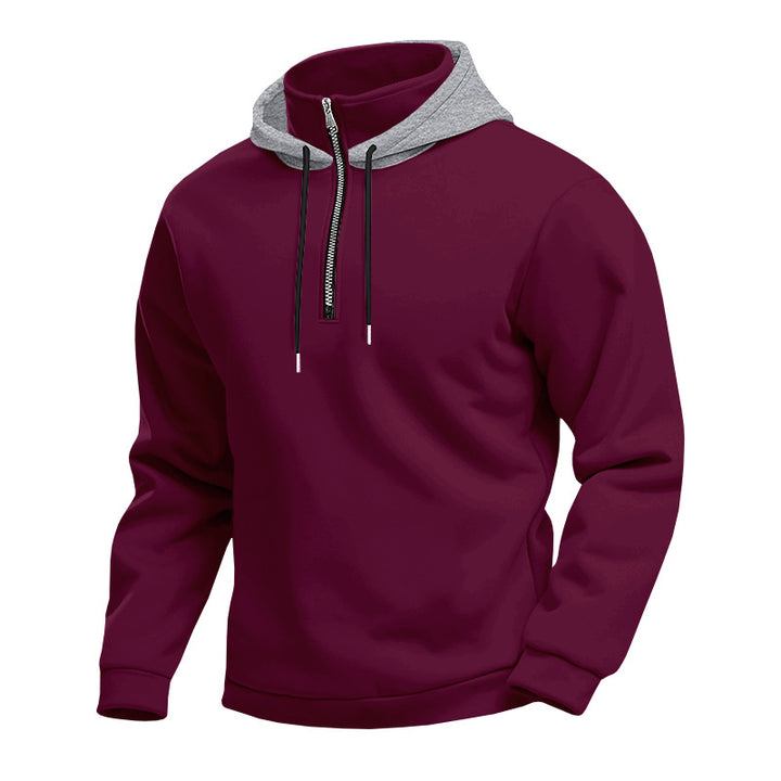 Men's hoodie with short zipper, double-layer hood and drawstring StylebySassy