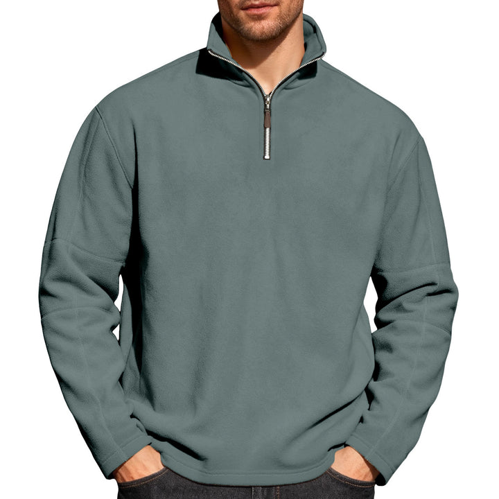 Men's lightweight microfleece performance pullover with short zipper raglan sleeves and shaping seams StylebySassy