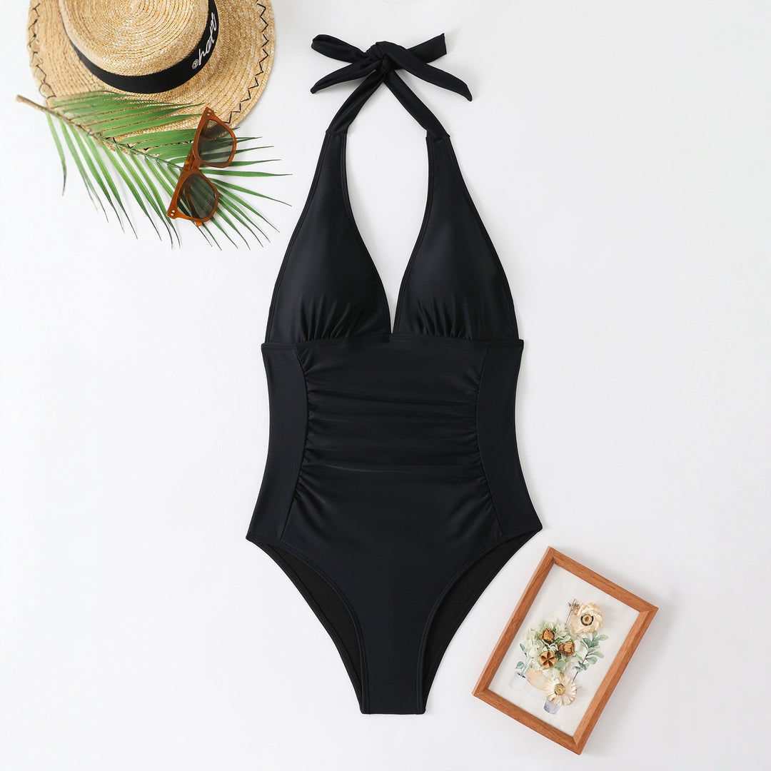 Women's Backless Swimsuit with Fashionable Ruching StylebySassy