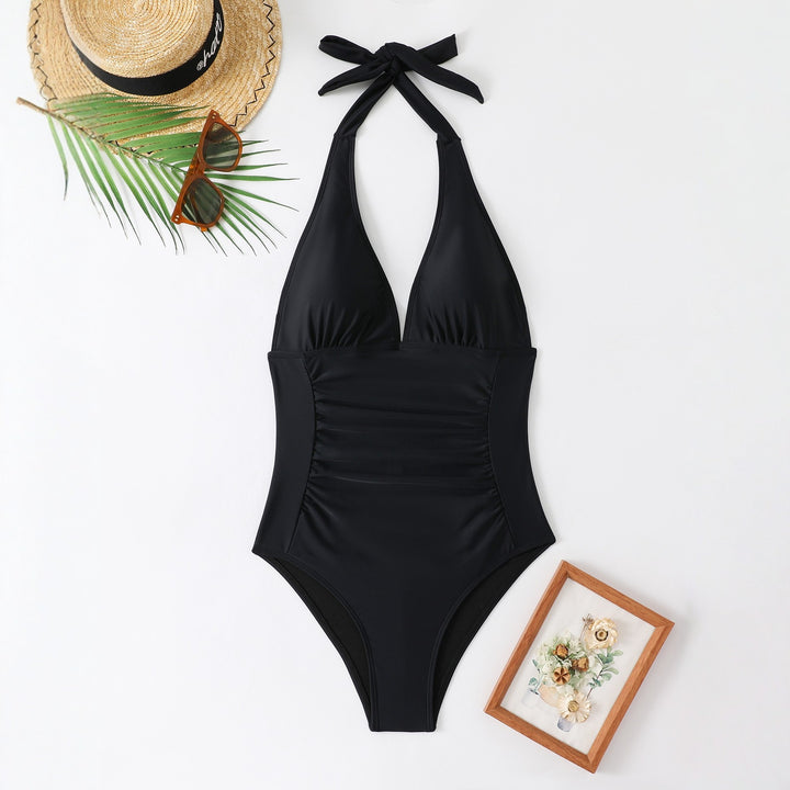 Women's Backless Swimsuit with Fashionable Ruching StylebySassy