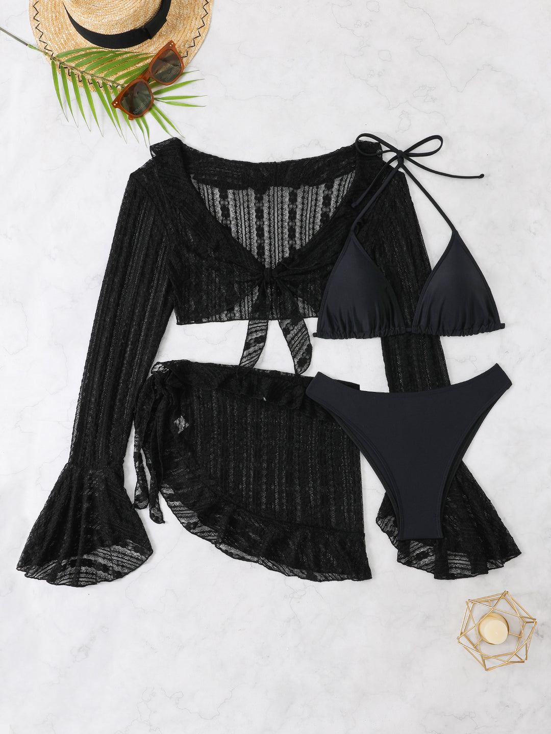 Women's bikini set with stylish wrap top and decorative skirt StylebySassy