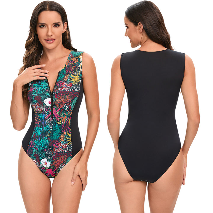 Women's Sporty Long Sleeve Swimsuit with Trendy Floral Design StylebySassy
