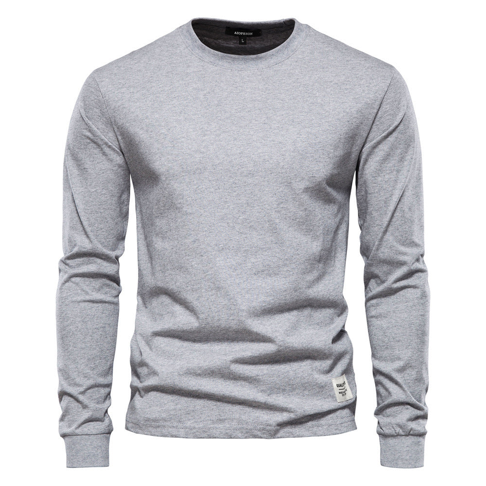 Men's classic long-sleeved cotton shirt with round neck and elastic cuffs StylebySassy