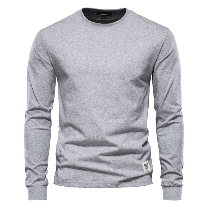 Men's classic long-sleeved cotton shirt with round neck and elastic cuffs StylebySassy