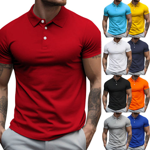 Men's tailored elastic piqué polo shirt with classic collar StylebySassy