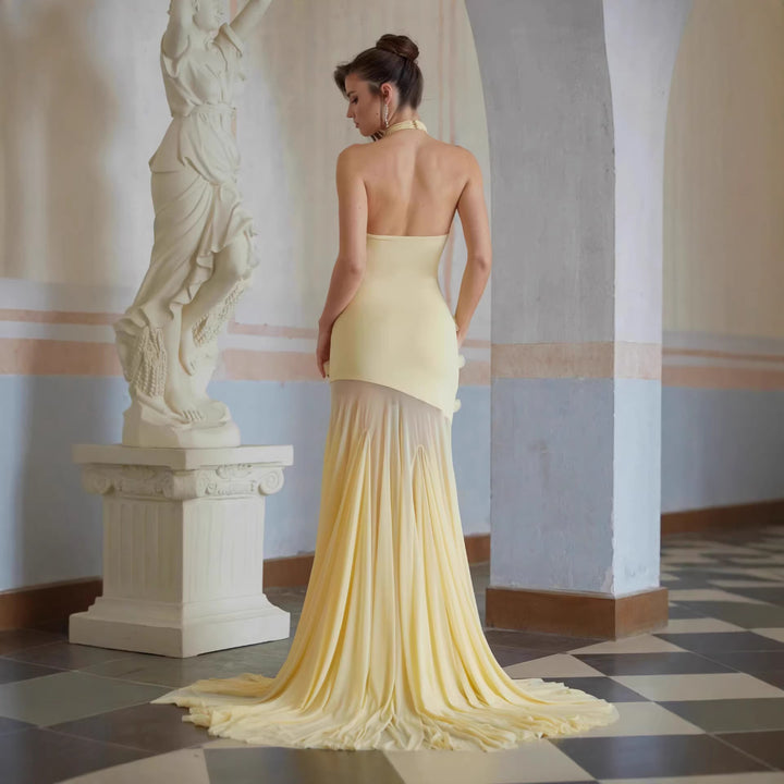 Women Elegant Maxi Dress with Flowing Draping