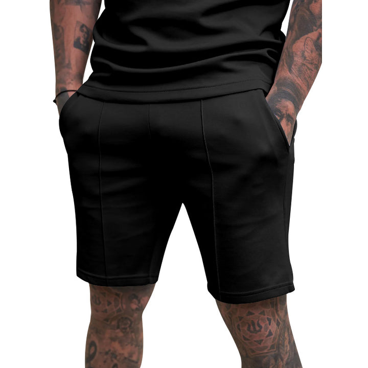 Men's short leisure pants made of cotton blend with elastic waistband and drawstring StylebySassy