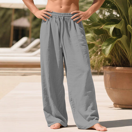 Men's lightweight linen lounge pants with elastic waistband and side pockets StylebySassy