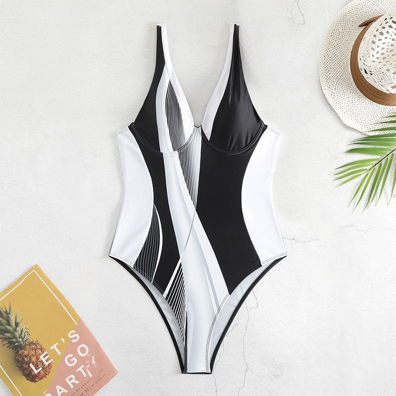 Women's one-piece swimsuit with stylish geometric design StylebySassy
