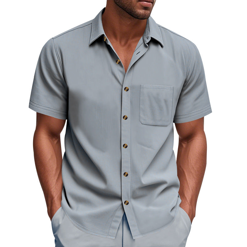 Men's Havana short-sleeve shirt with lapel collar, chest pocket, and loose fit StylebySassy