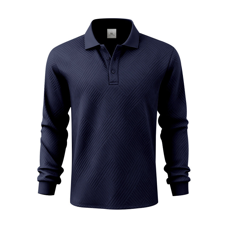 Men's long-sleeve polo shirt made of textured jacquard knit StylebySassy