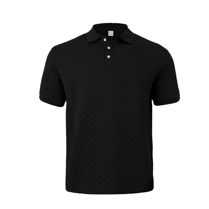 Men's finely woven polo shirt with chevron relief structure and short button placket StylebySassy