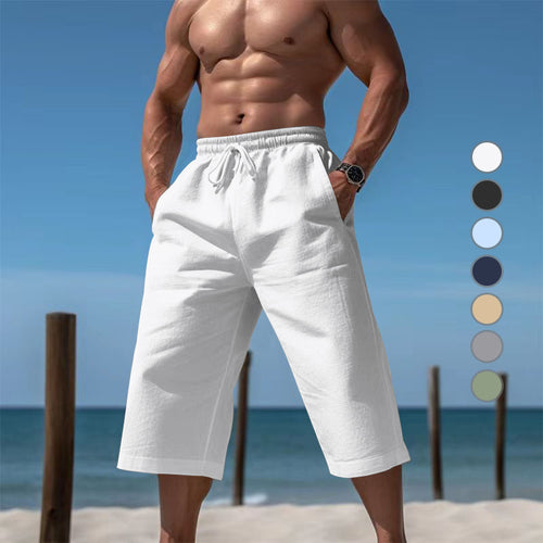 Men's casual knee-length Bermuda shorts with elastic waistband and drawstring StylebySassy