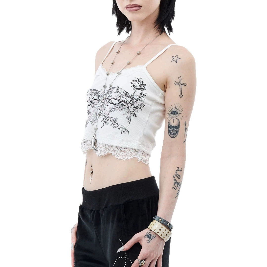 Women Lace Camisole with Floral Print StylebySassy