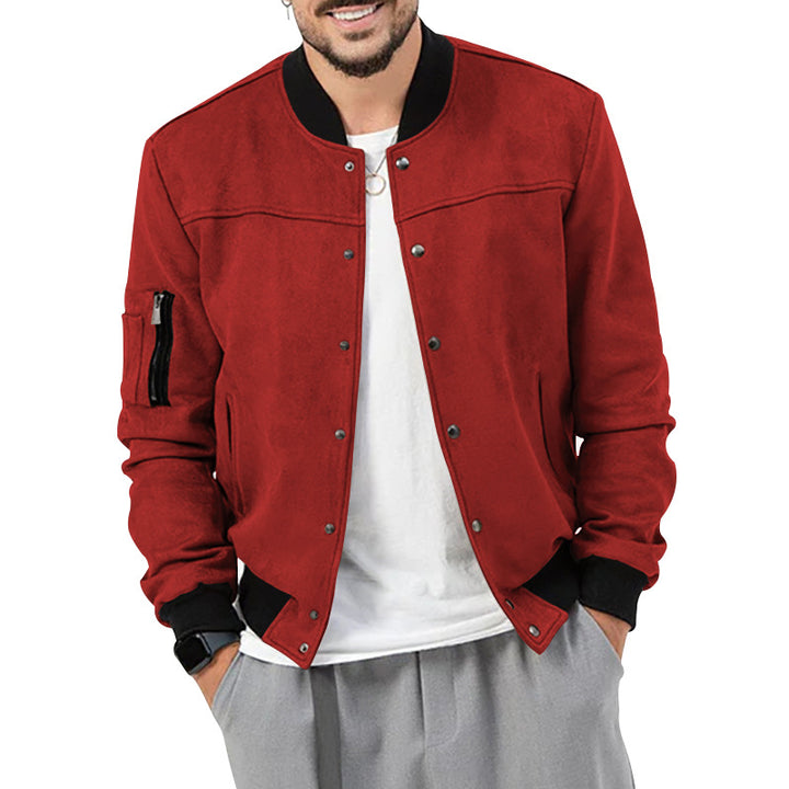 Men's bomber jacket in suede look with snap button closure and arm pocket StylebySassy