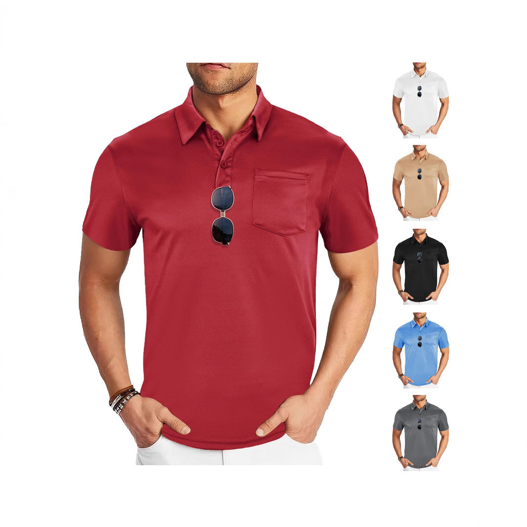 Men's functional polo shirt with chest pocket and breathable mesh structure StylebySassy