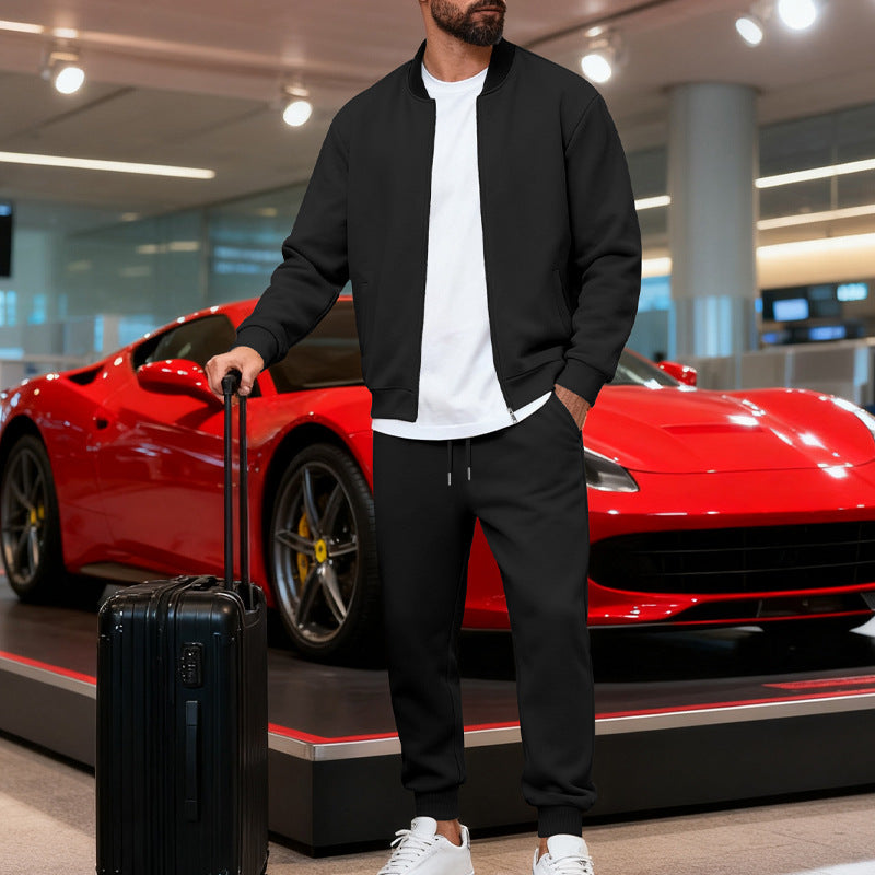 Men's sporty leisure suit made of soft cotton blend with zip jacket and elastic jogging pants StylebySassy