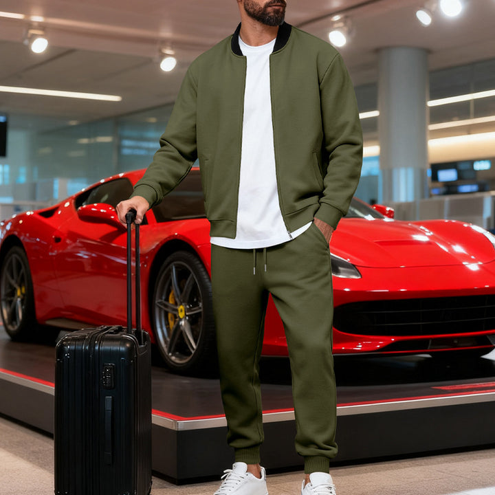 Men's sporty leisure suit made of soft cotton blend with zip jacket and elastic jogging pants StylebySassy