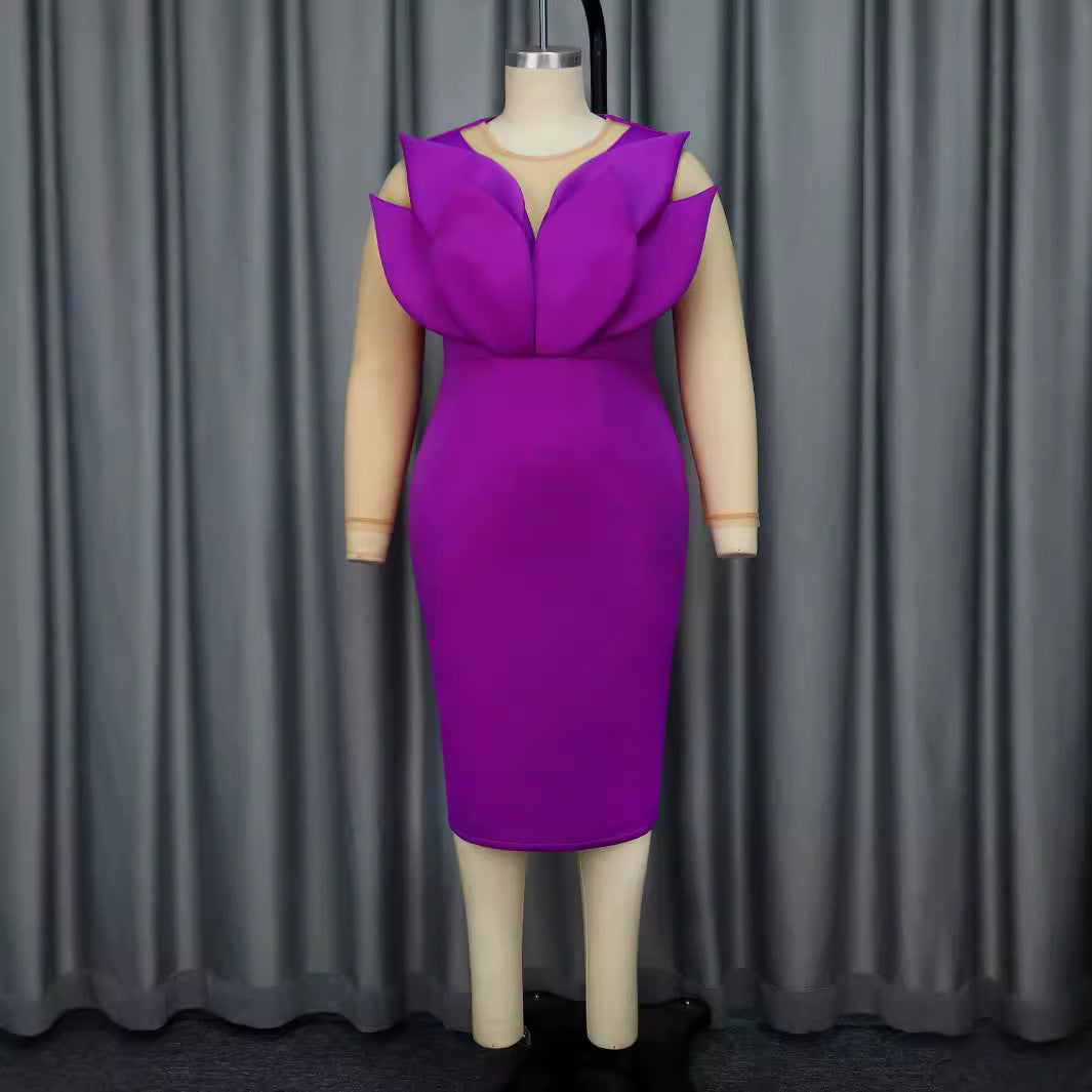 Women's sheath dress with floral design and transparent sleeves StylebySassy