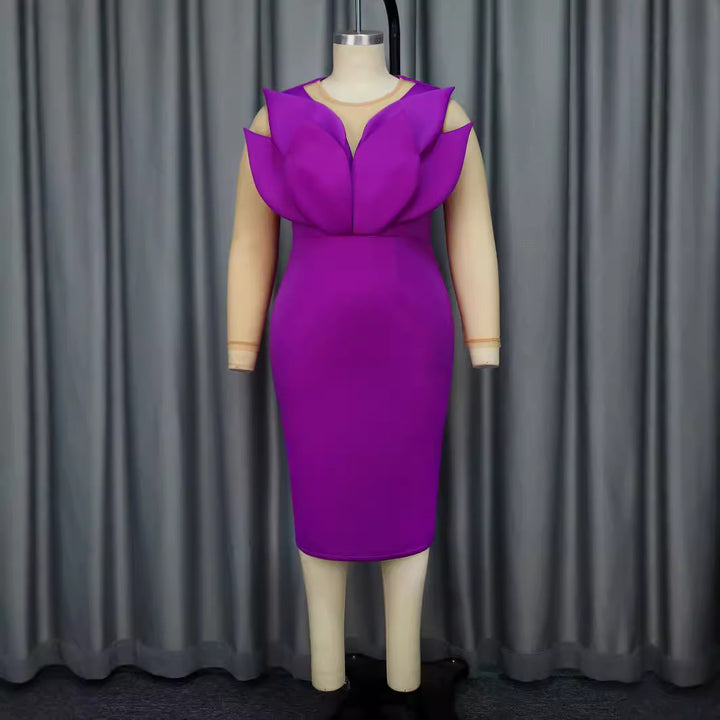 Women's sheath dress with floral design and transparent sleeves StylebySassy