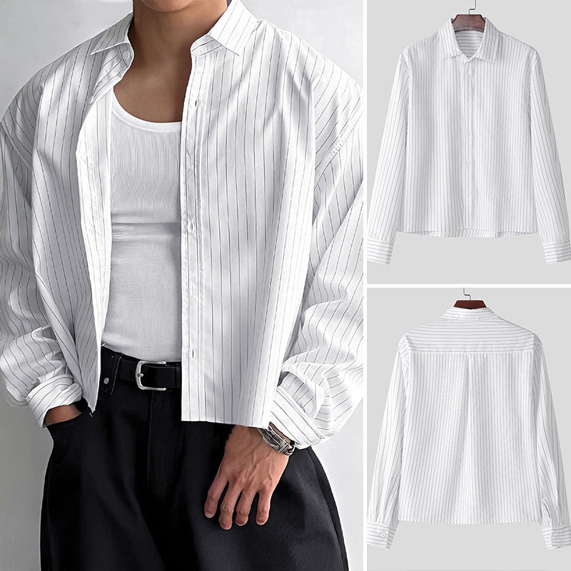 Men's striped cotton blend shirt with Kent collar and classic cuff StylebySassy