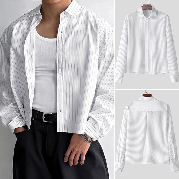 Men's striped cotton blend shirt with Kent collar and classic cuff StylebySassy