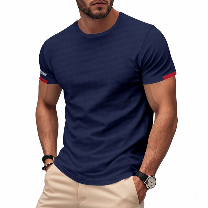Men's nan athletic functional T-shirt with round neck, body-hugging stretch cut and contrasting sleeve hem StylebySassy
