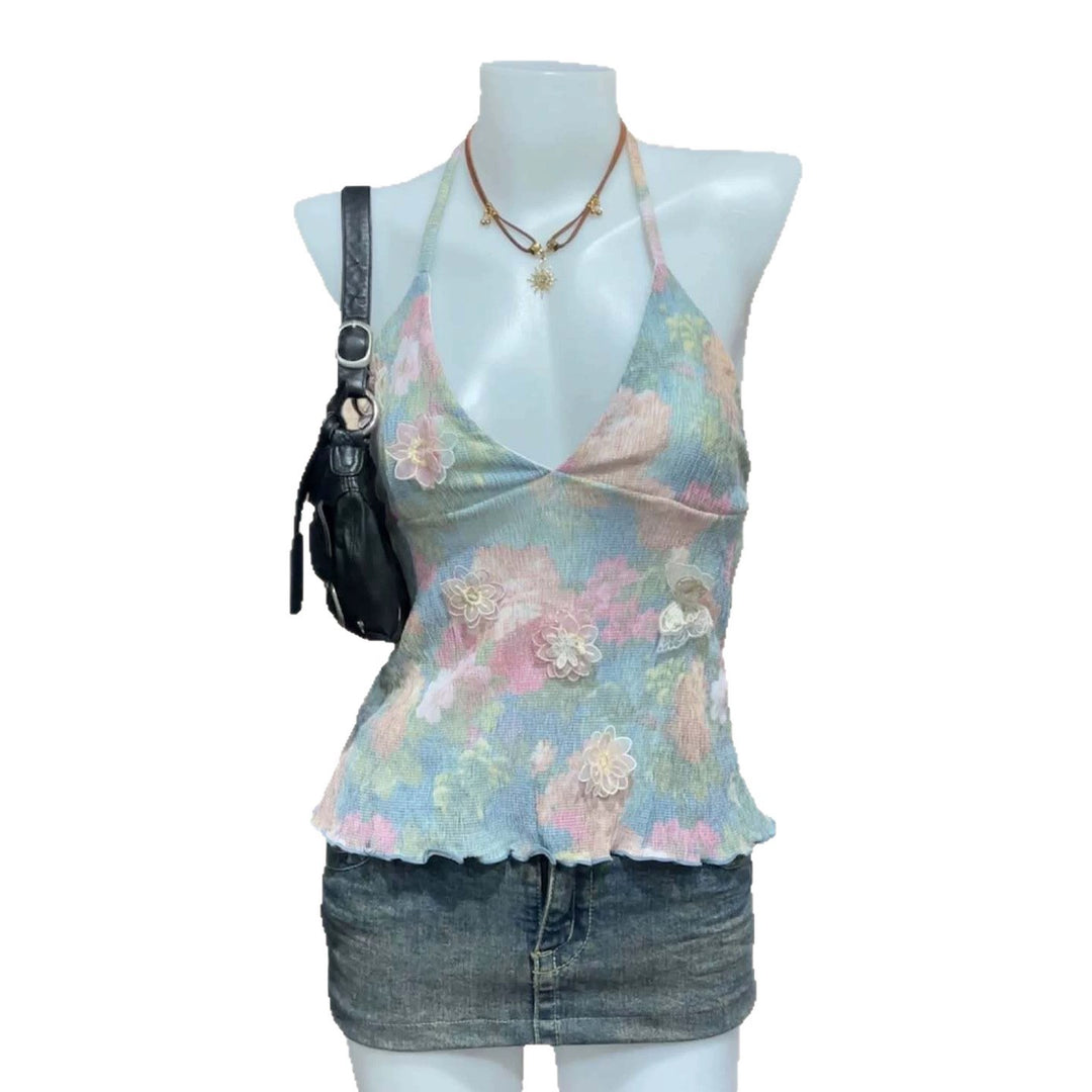 Ladies delicate summer top with floral details StylebySassy