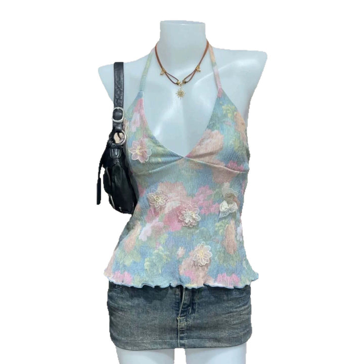 Ladies delicate summer top with floral details StylebySassy
