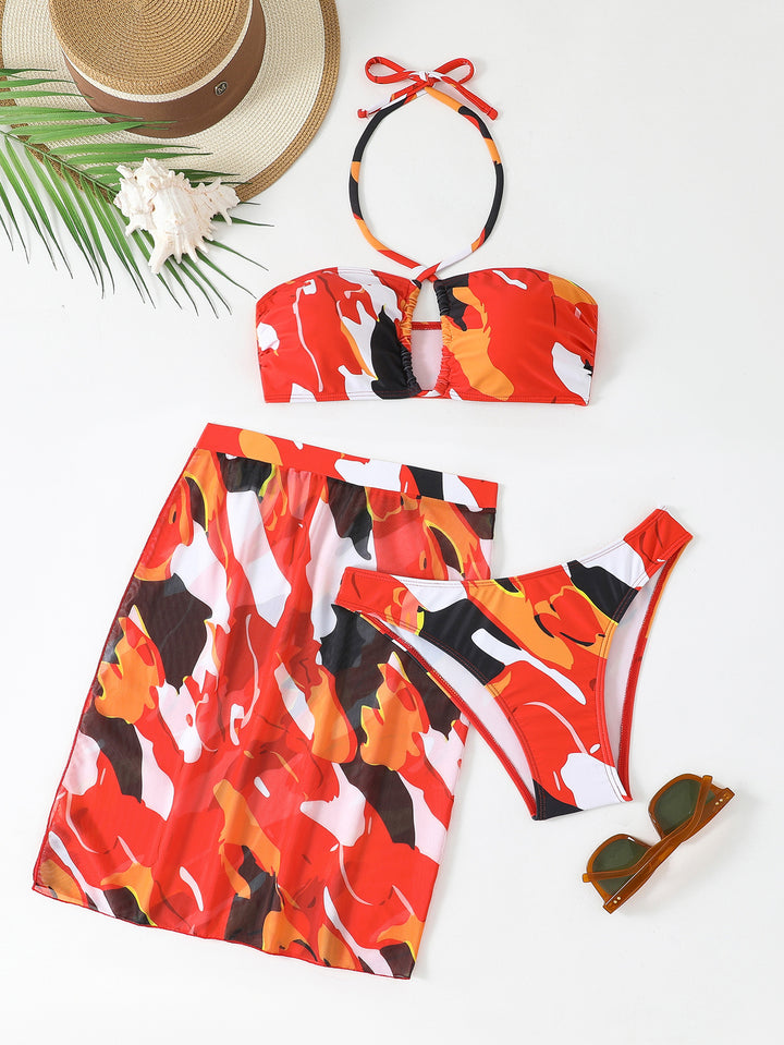 Women's Colorful Printed Bikini Set with Airy Sarong StylebySassy