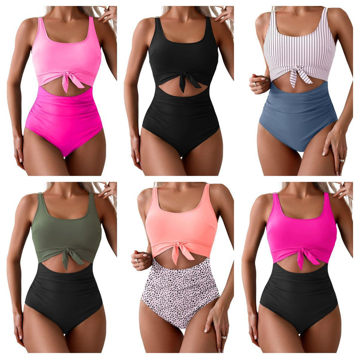 Women's High-Cut Swimsuit with Fashionable Knot Detail StylebySassy