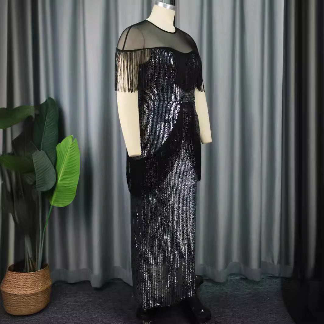 Women glamorous evening dress with fringes and glitter details StylebySassy