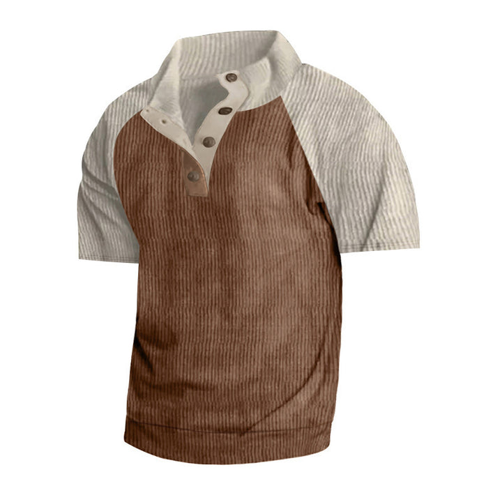 Men's layered look top with velour bib and short-sleeved cotton insert StylebySassy