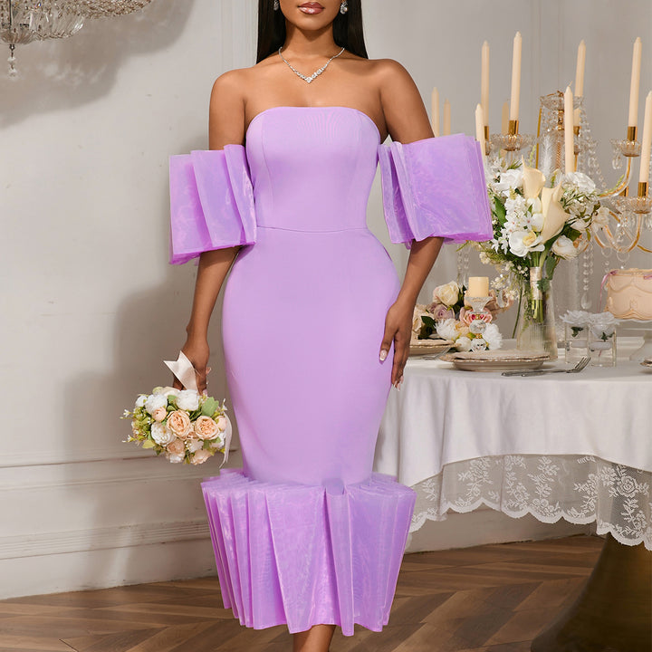 Women Elegant Dress with Voluminous Ruffled Sleeves StylebySassy