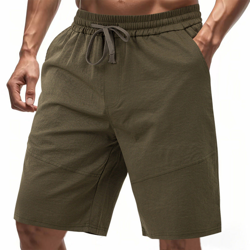 Men's knee-length linen blend shorts with elastic drawstring waistband and side pockets StylebySassy