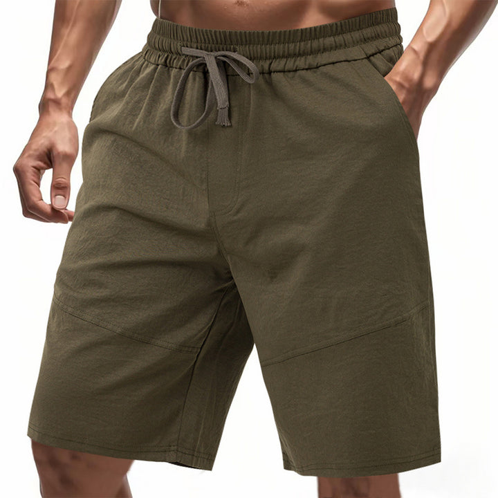 Men's knee-length linen blend shorts with elastic drawstring waistband and side pockets StylebySassy