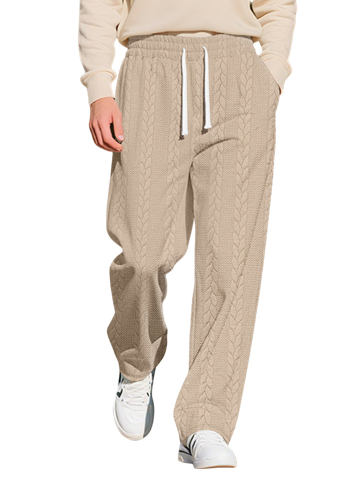 Men's loosely falling knit joggers with cable pattern and drawstring StylebySassy