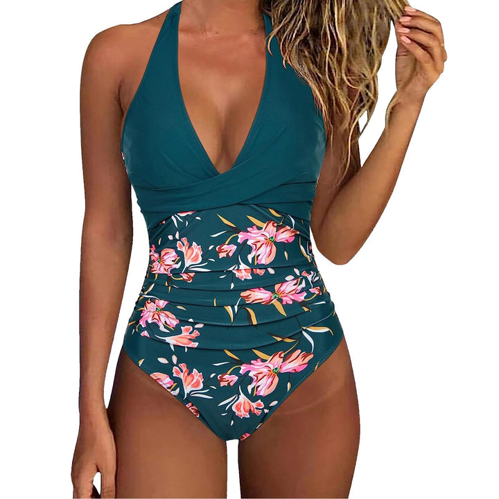 Women's High-Cut One-Piece Swimsuit with Floral Top StylebySassy