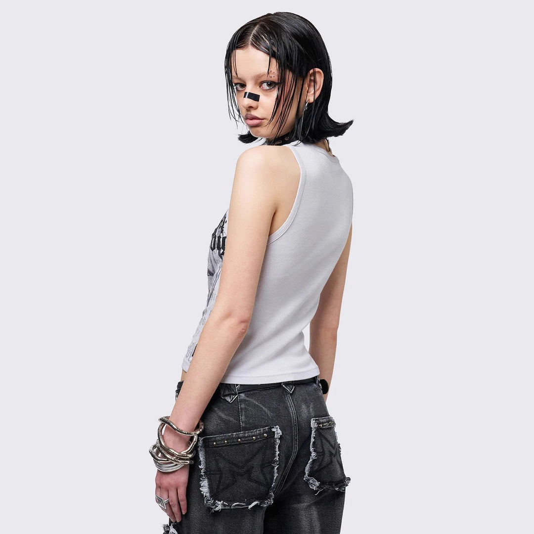 Women’s Crop Top with Urban Dystopia Print StylebySassy