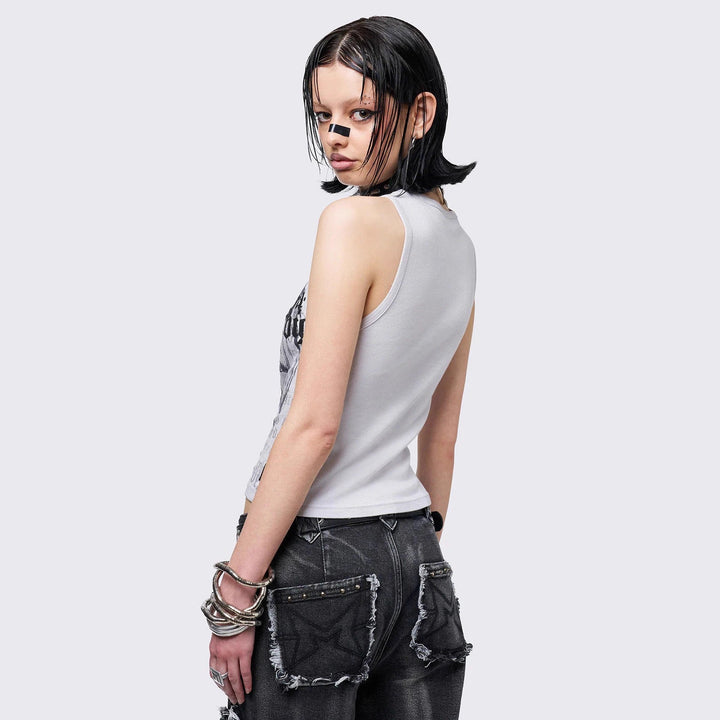Women’s Crop Top with Urban Dystopia Print StylebySassy