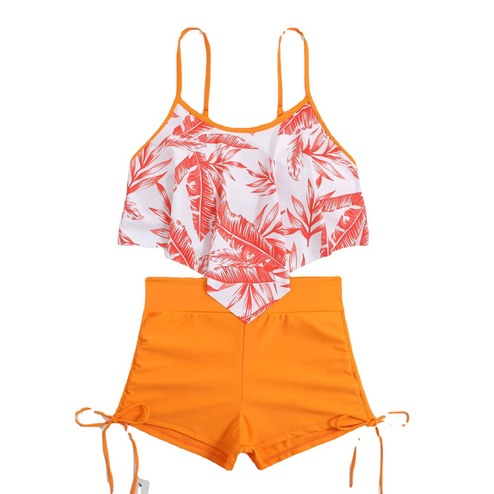 Women’s Sporty Tankini Set with Ruffles and Adjustable Straps StylebySassy