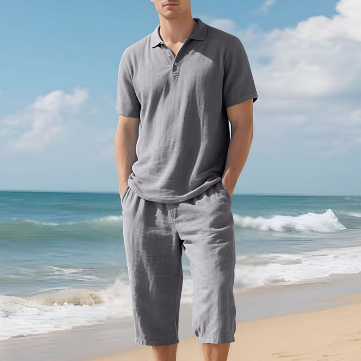 Men's light polo and bermuda set made of silky cotton jersey StylebySassy