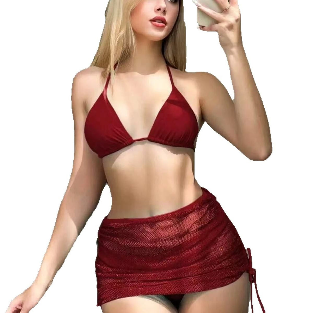 Women's triangle bikini with elegant wrap skirt look StylebySassy