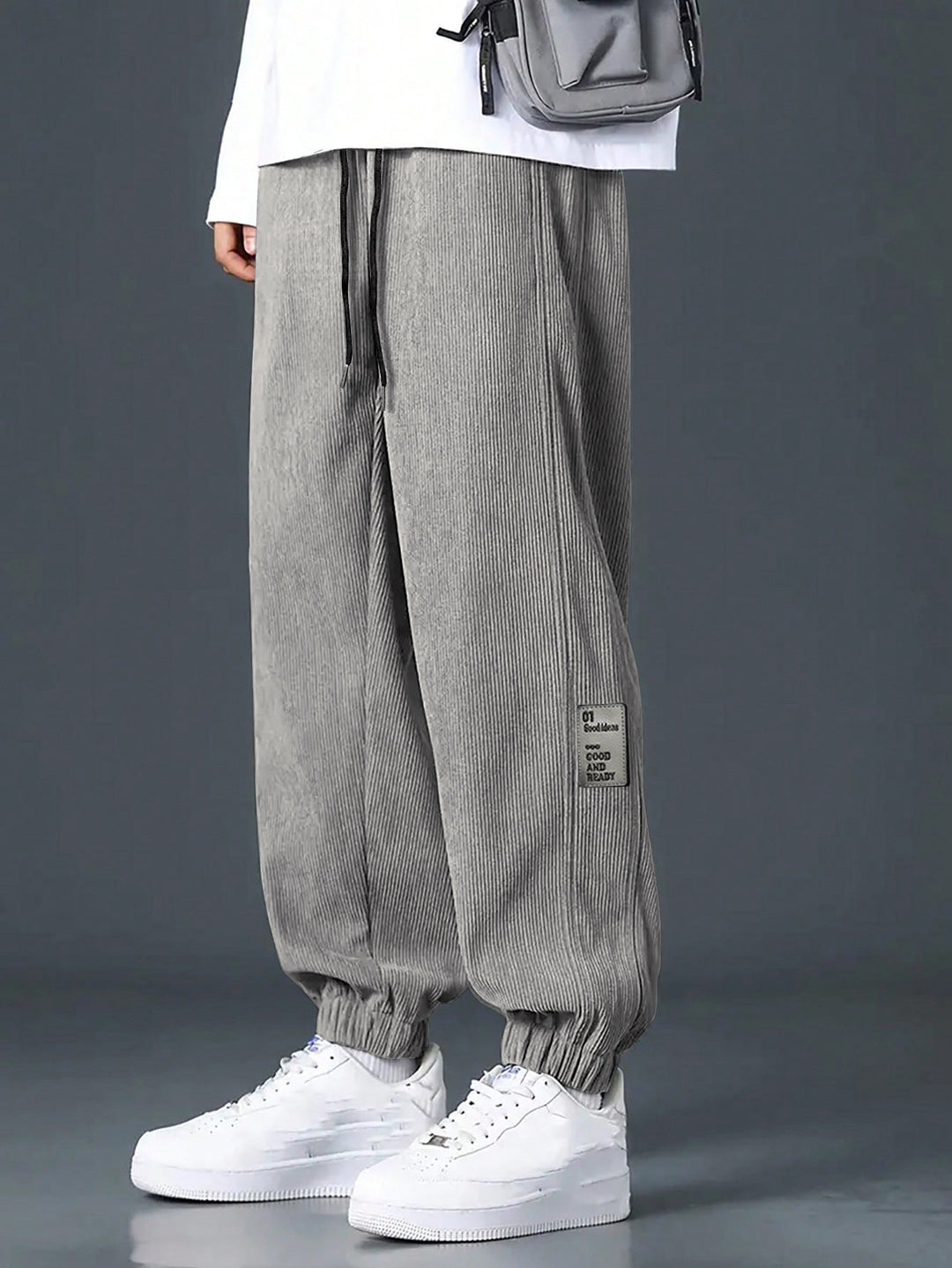Men's nan Relax leisure pants made of fine wide cord structure with drawstring and elastic ankle cuffs StylebySassy
